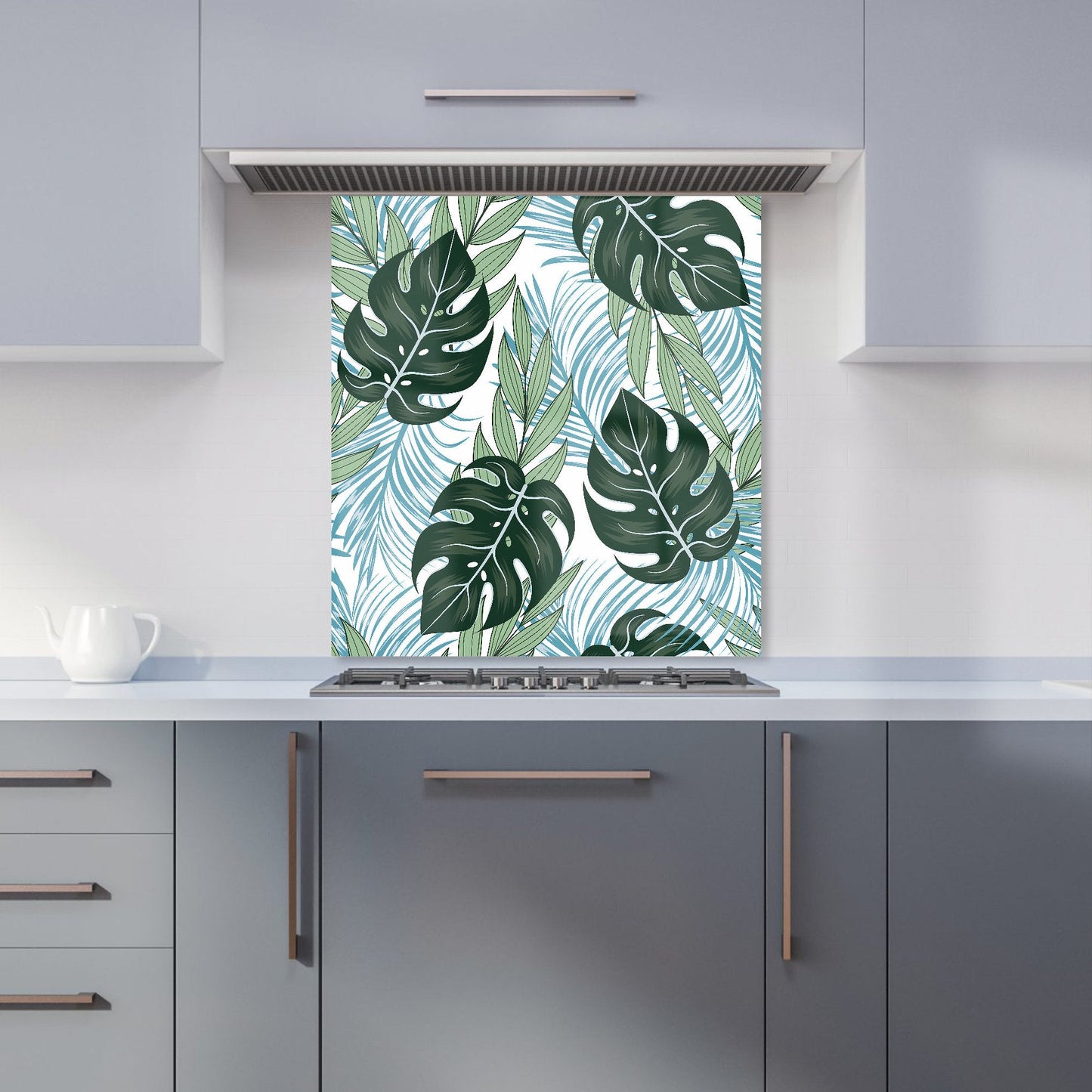 Tropical Pattern, Bright Plants, Flowers Kitchen Splashback