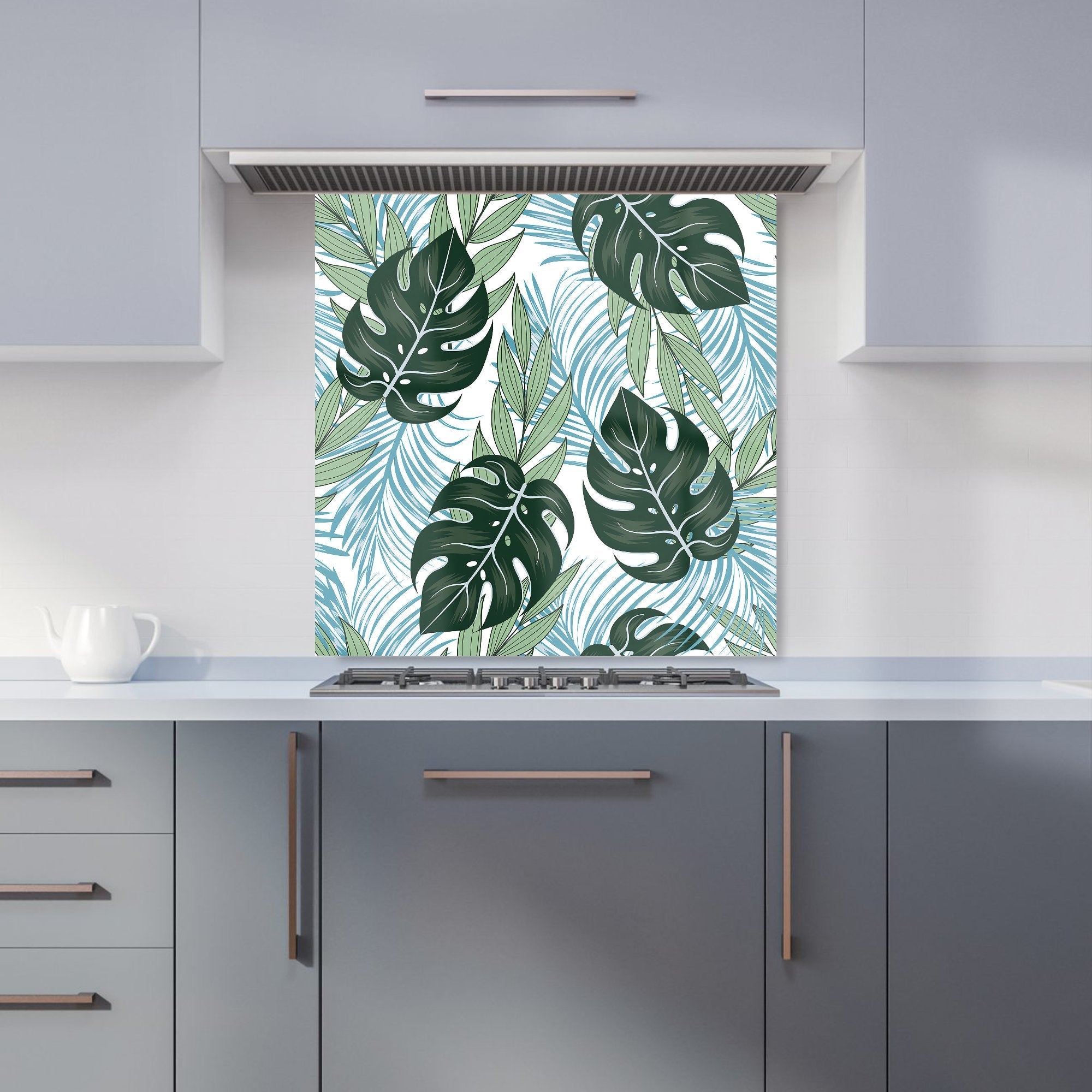 Tropical Pattern, Bright Plants, Flowers Kitchen Splashback
