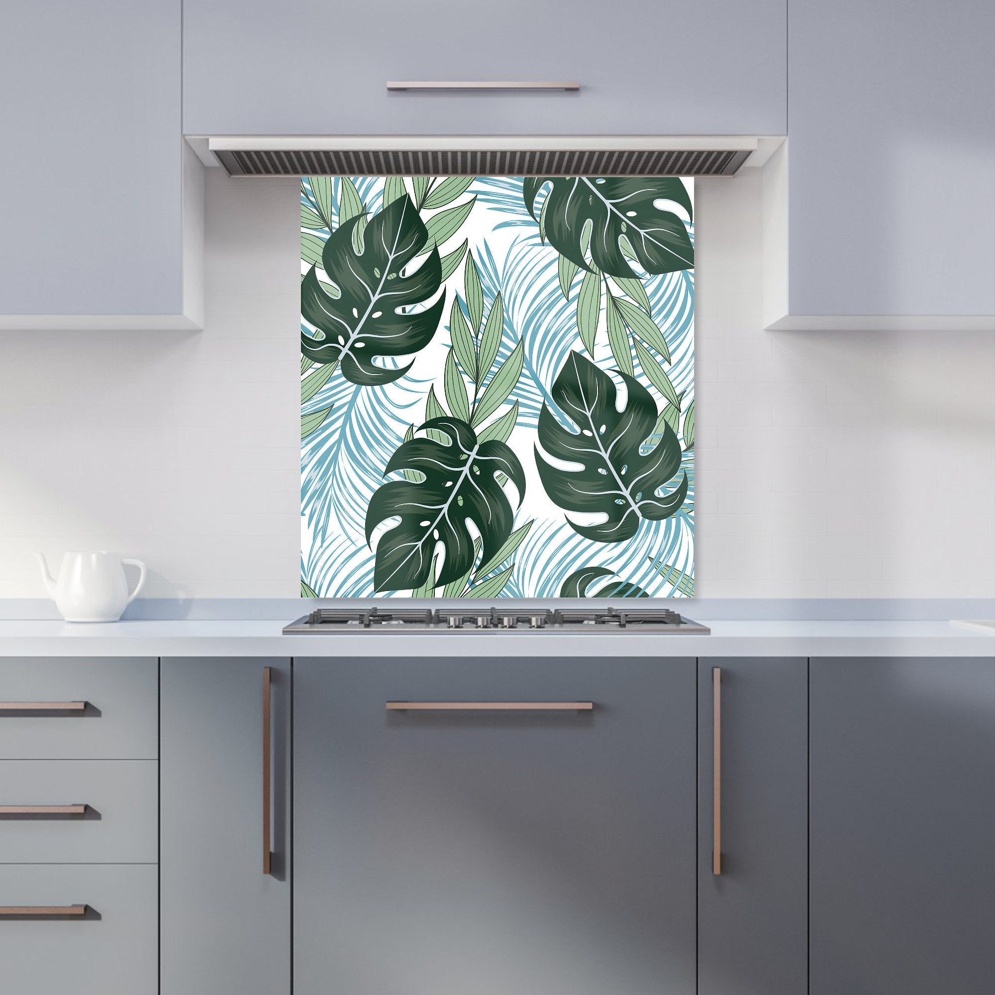 Tropical Pattern, Bright Plants, Flowers Kitchen Splashback