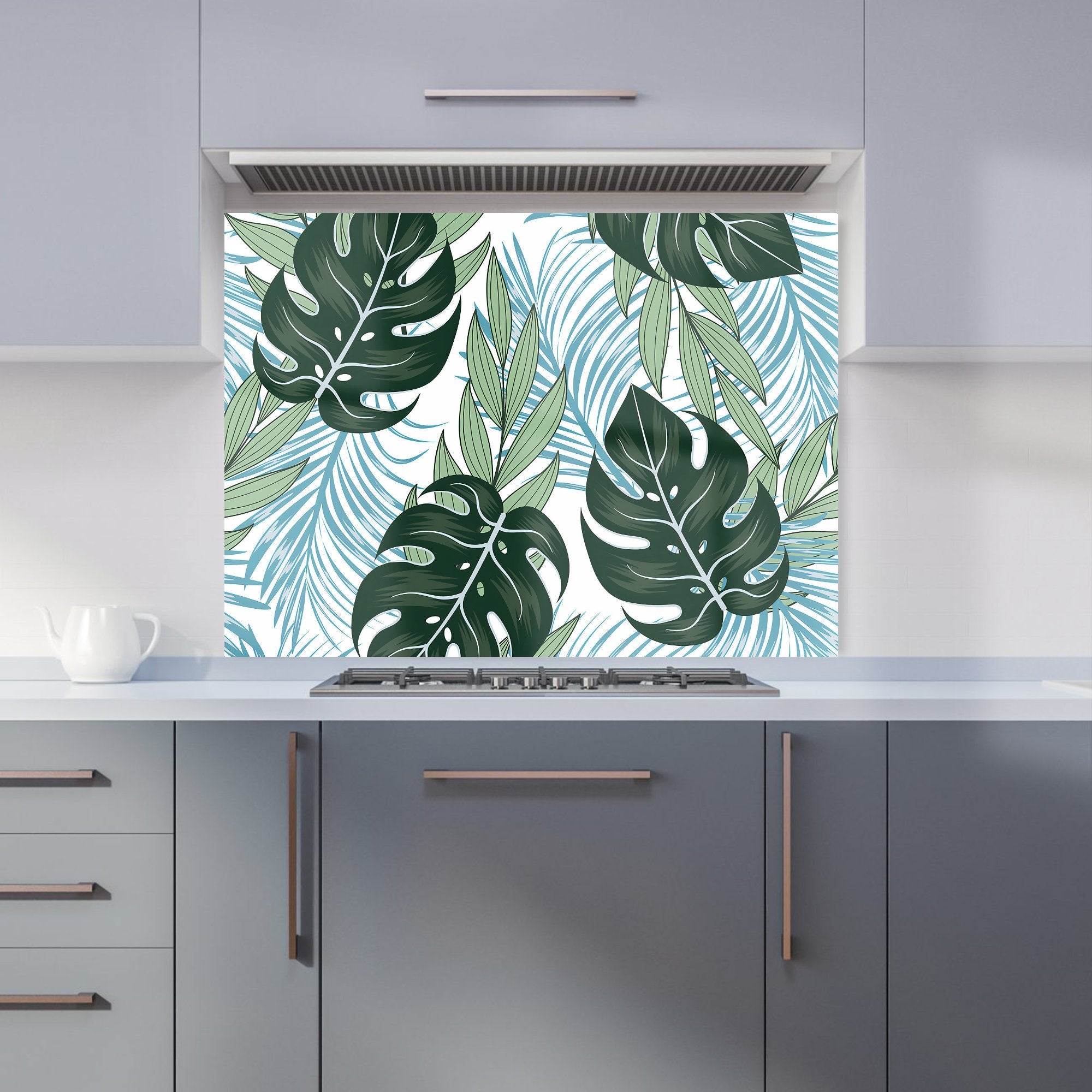 Tropical Pattern, Bright Plants, Flowers Kitchen Splashback