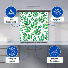 Watercolor Abstract Leaves Kitchen Splashback