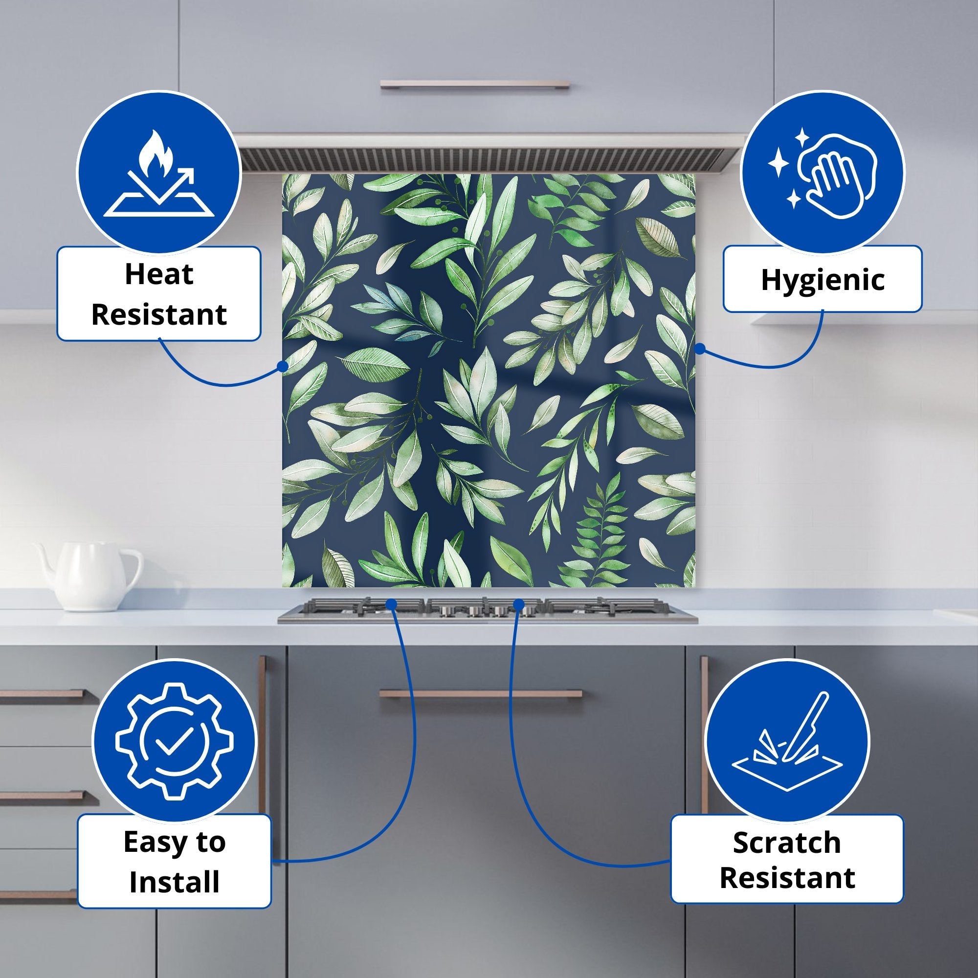 Watercolor Leaves Kitchen Splashback