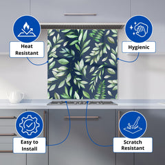 Watercolor Leaves Kitchen Splashback