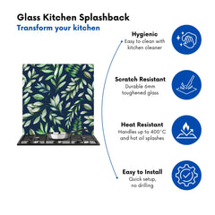Watercolor Leaves Kitchen Splashback