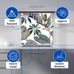 Watercolor Tropical Leaf Kitchen Splashback