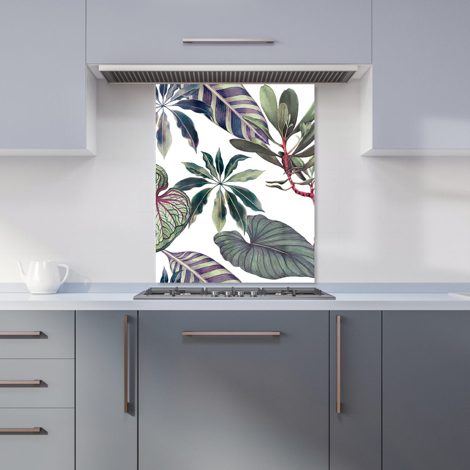 Watercolor Tropical Leaf Kitchen Splashback