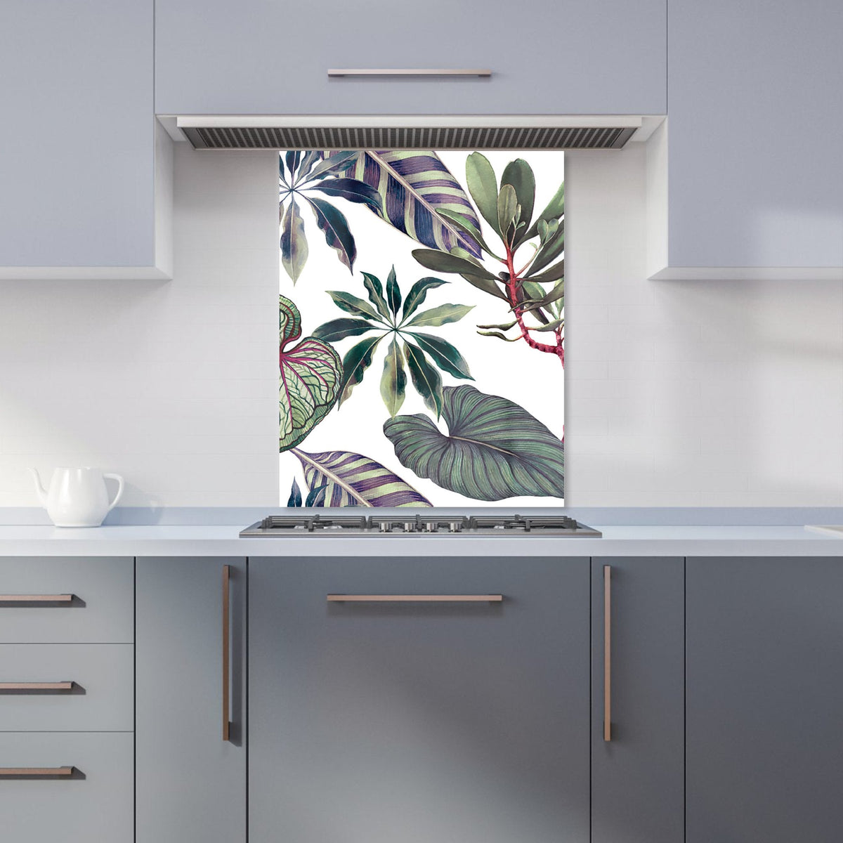Watercolor Tropical Leaf Kitchen Splashback