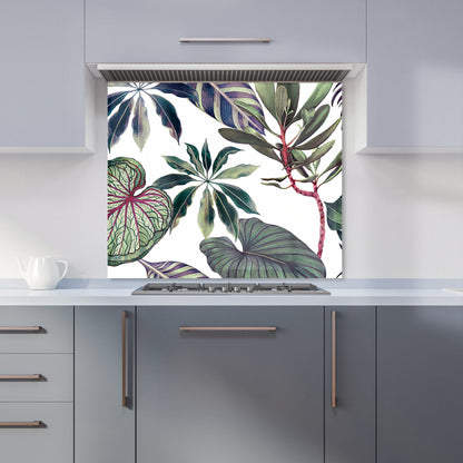 Watercolor Tropical Leaf Kitchen Splashback