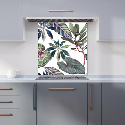 Watercolor Tropical Leaf Kitchen Splashback