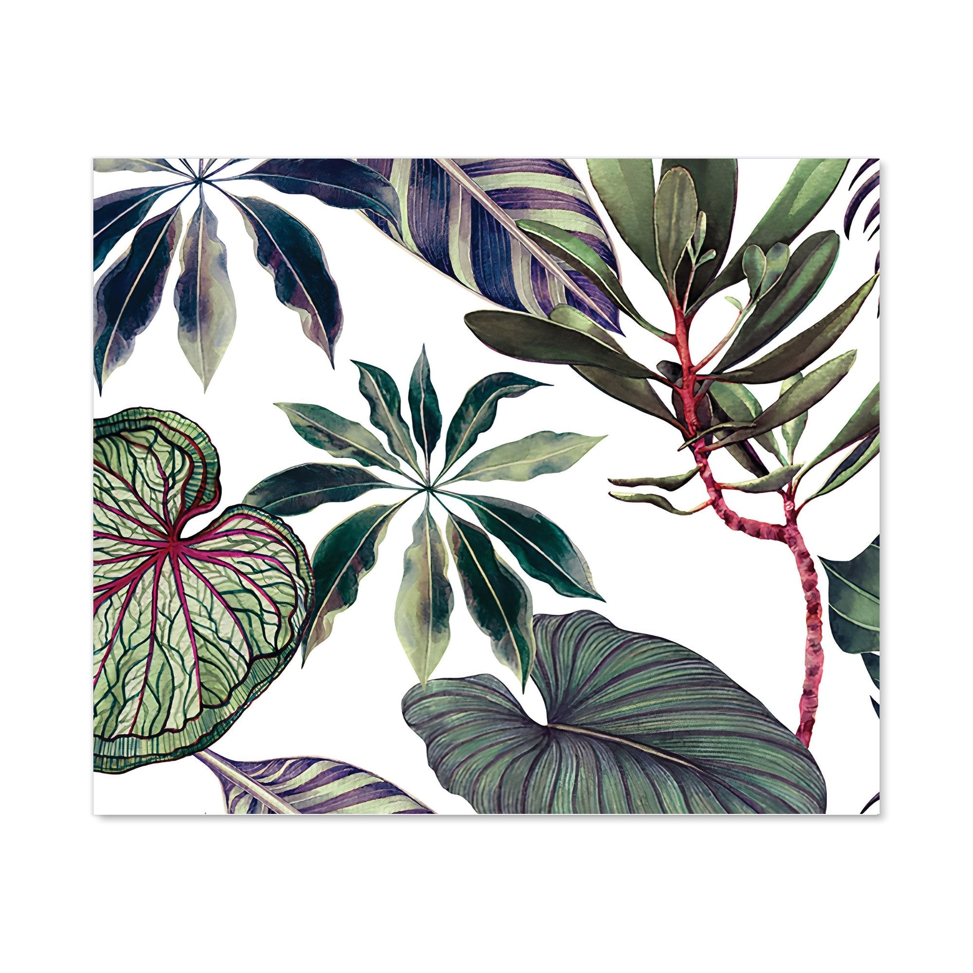 Watercolor Tropical Leaf Kitchen Splashback