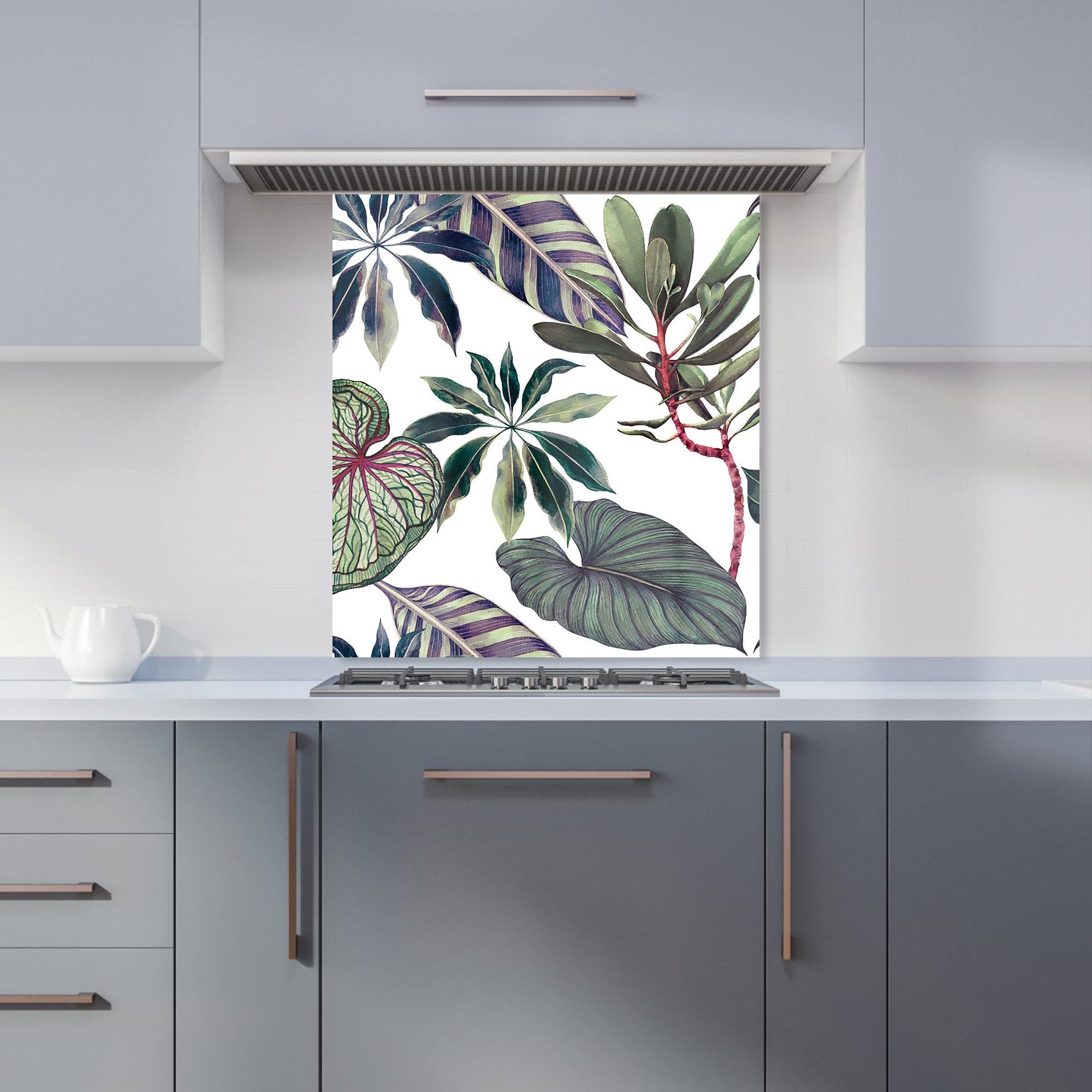 Watercolor Tropical Leaf Kitchen Splashback