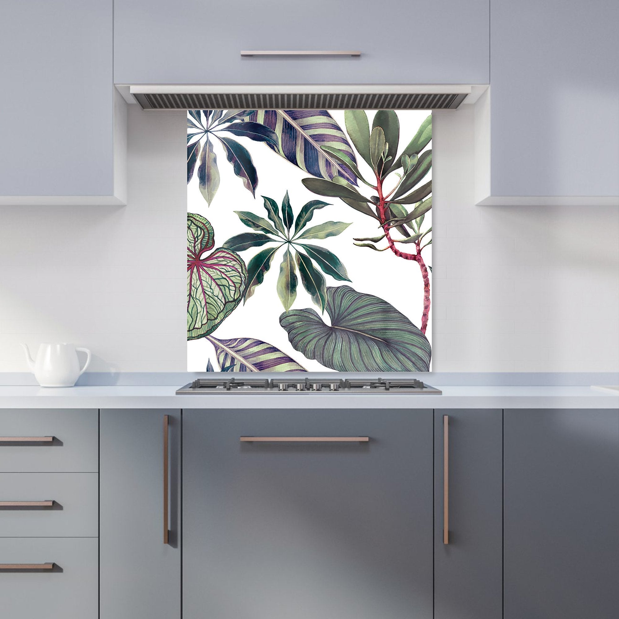 Watercolor Tropical Leaf Kitchen Splashback