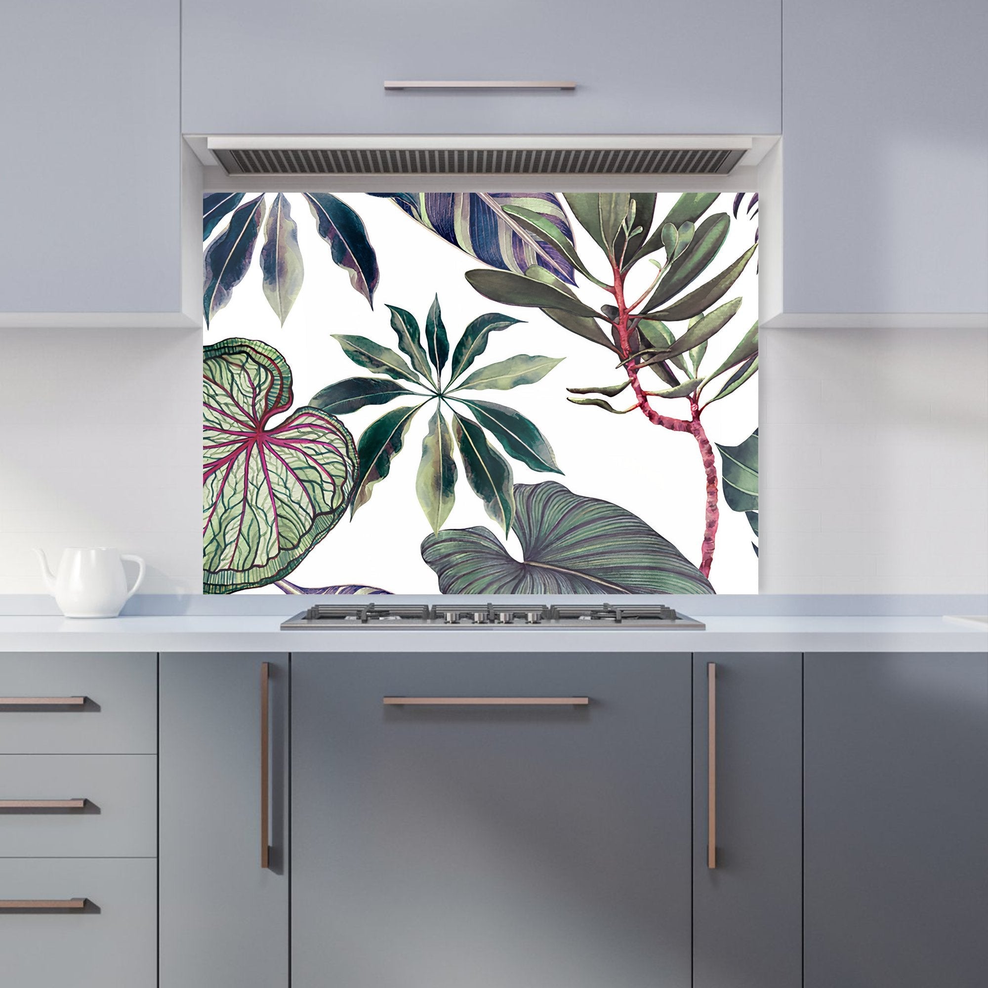 Watercolor Tropical Leaf Kitchen Splashback