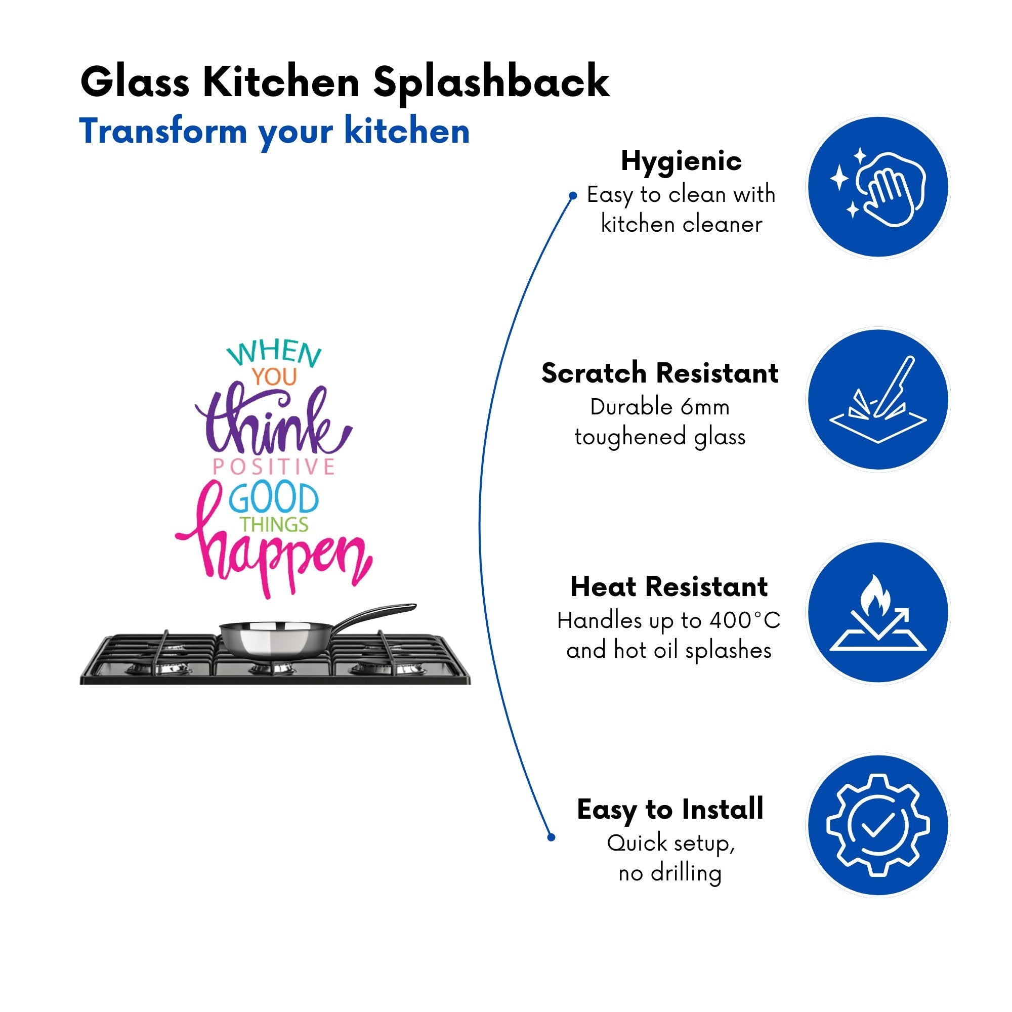 When You Think Positive Good Things Happen Kitchen Splashback