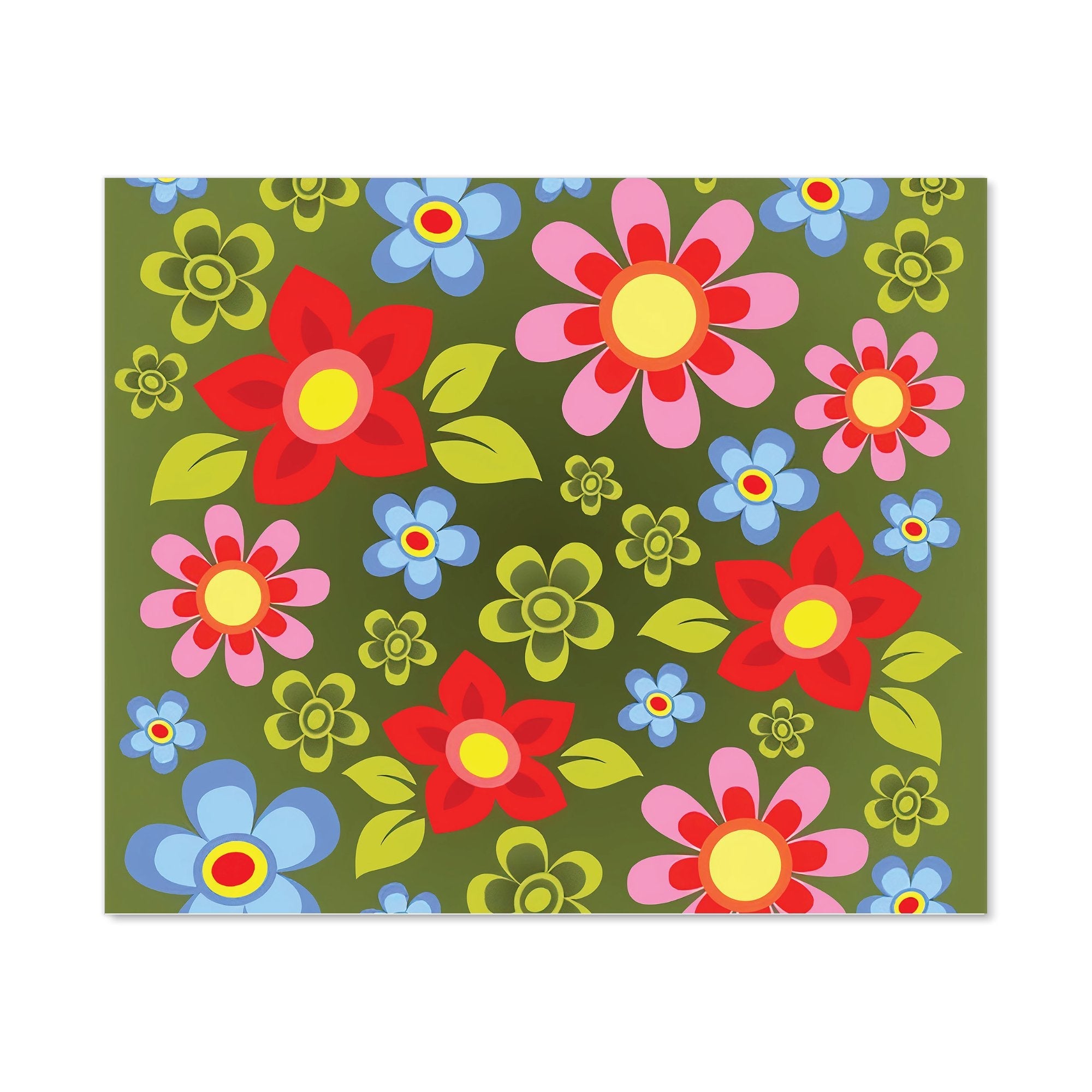 Red And Blue Flowers Kitchen Splashback