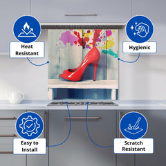 Retro Red Shoes Kitchen Splashback