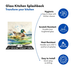 Splashing Mallard Watercolour Kitchen Splashback