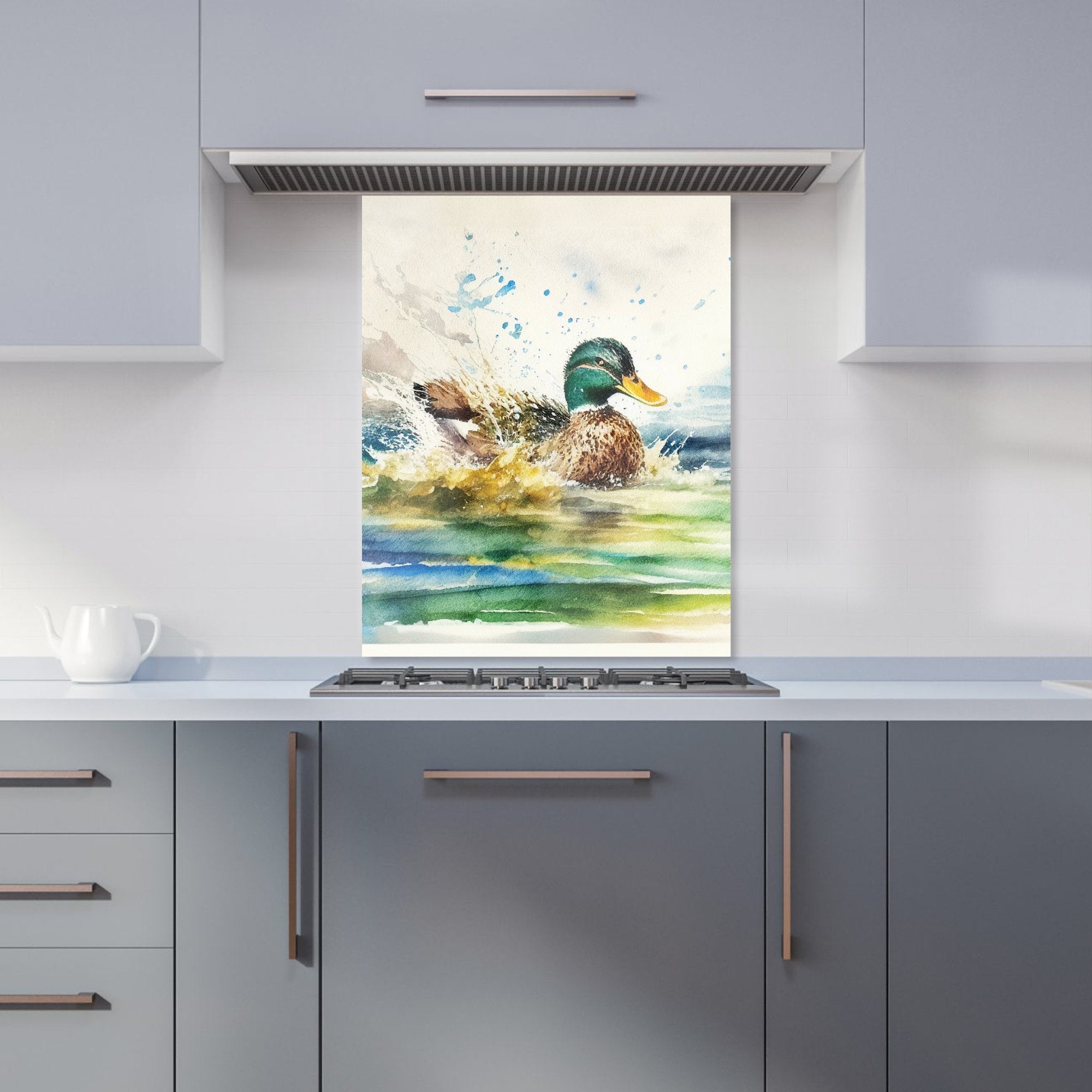 Splashing Mallard Watercolour Kitchen Splashback