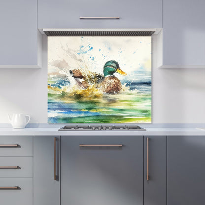 Splashing Mallard Watercolour Kitchen Splashback