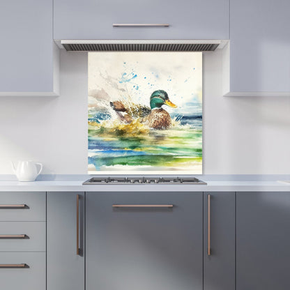 Splashing Mallard Watercolour Kitchen Splashback