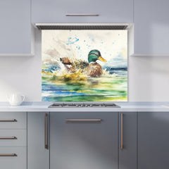 Splashing Mallard Watercolour Kitchen Splashback