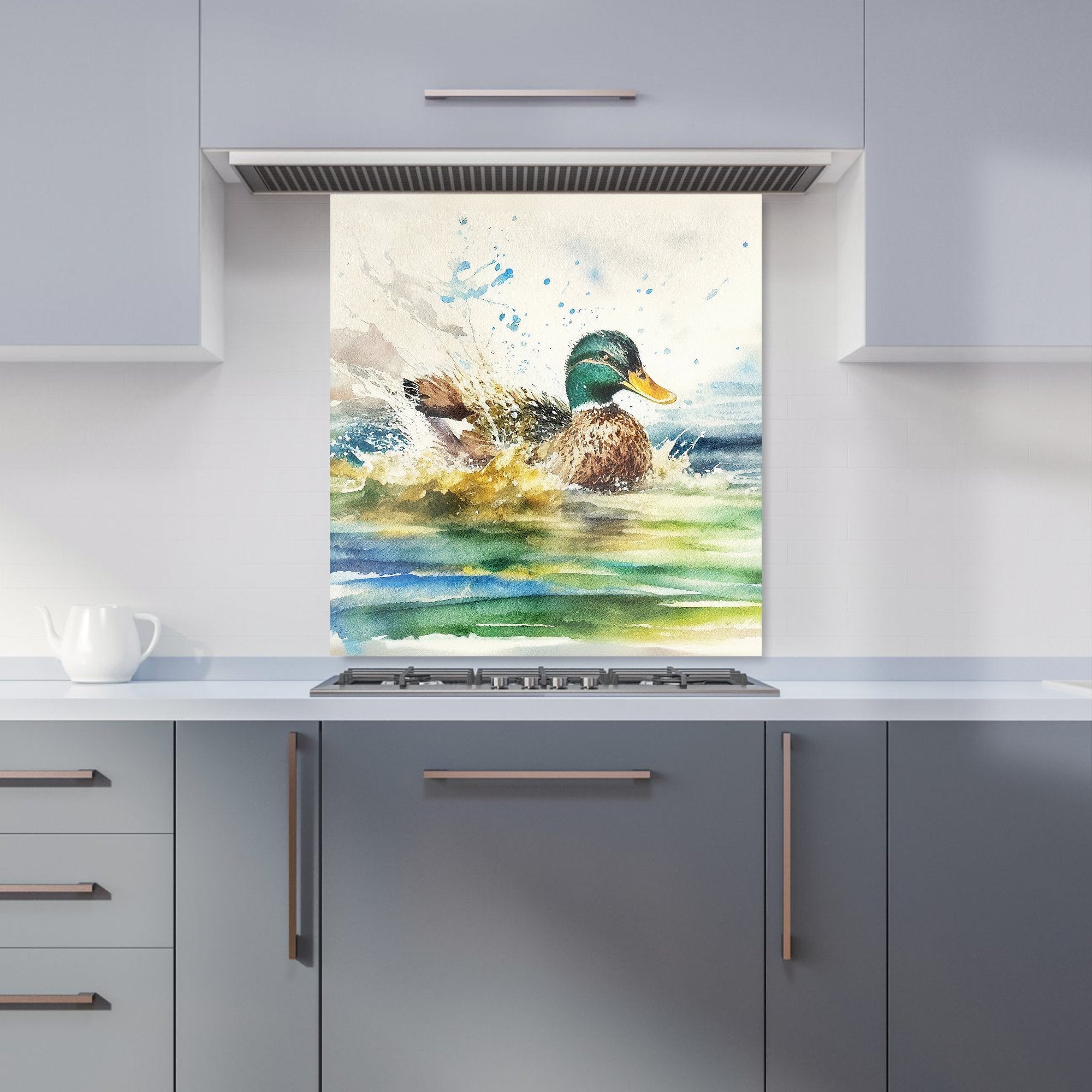 Splashing Mallard Watercolour Kitchen Splashback