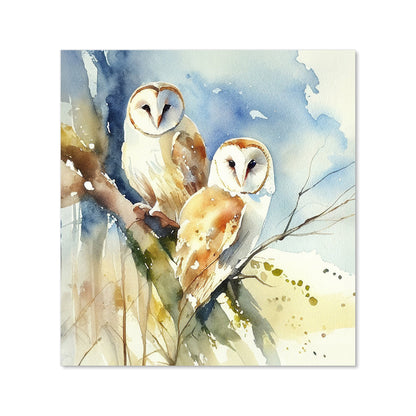 Barn Owls Watercolour Kitchen Splashback