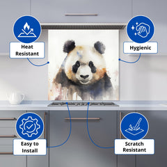 Panda Watercolour Kitchen Splashback