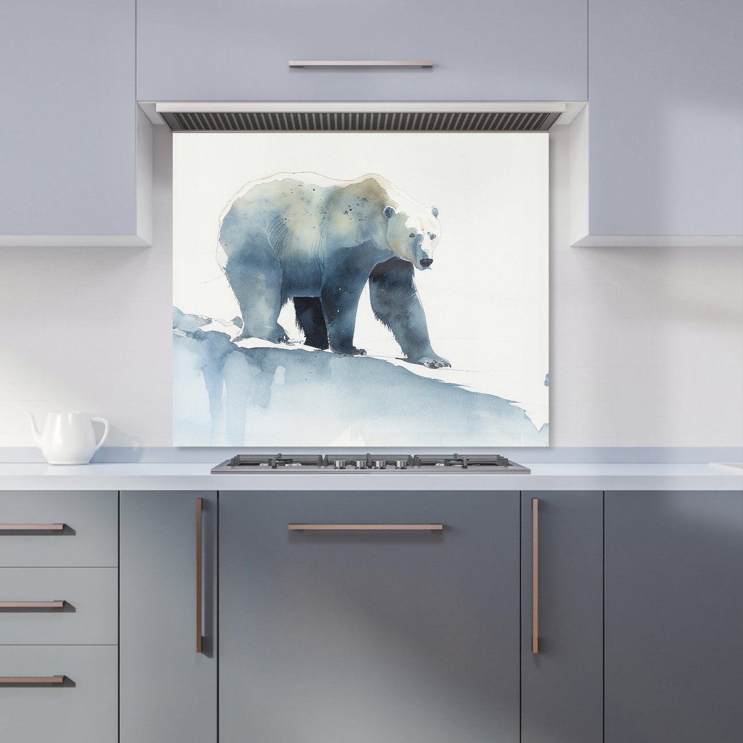 Polar Bear Watercolour Kitchen Splashback