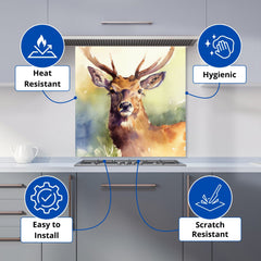 Splendid Stag Watercolour Kitchen Splashback