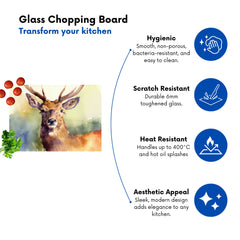 Splendid Stag Watercolour Glass Chopping Board