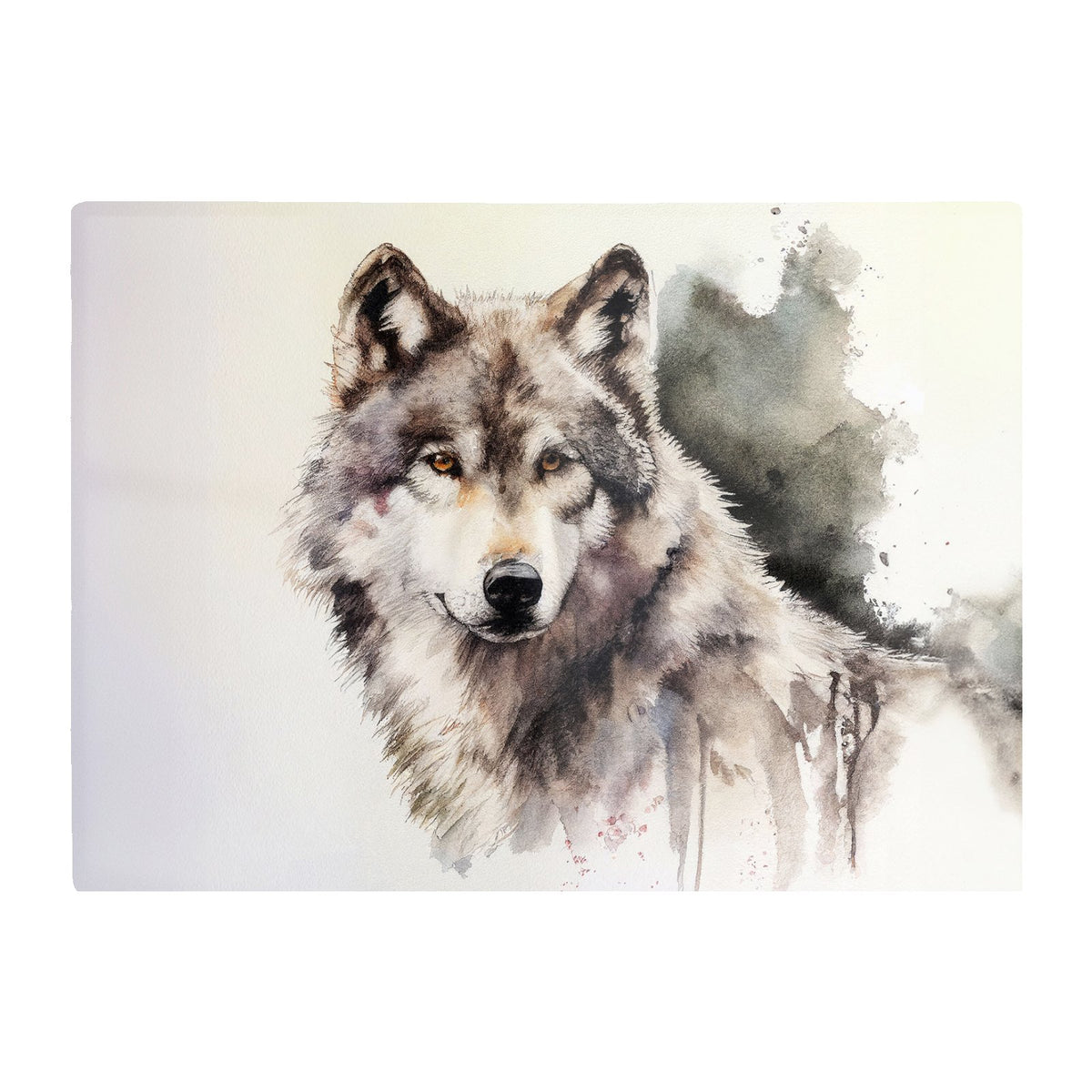 Loyal Wolf Watercolour Glass Chopping Board