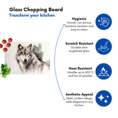 Loyal Wolf Watercolour Glass Chopping Board
