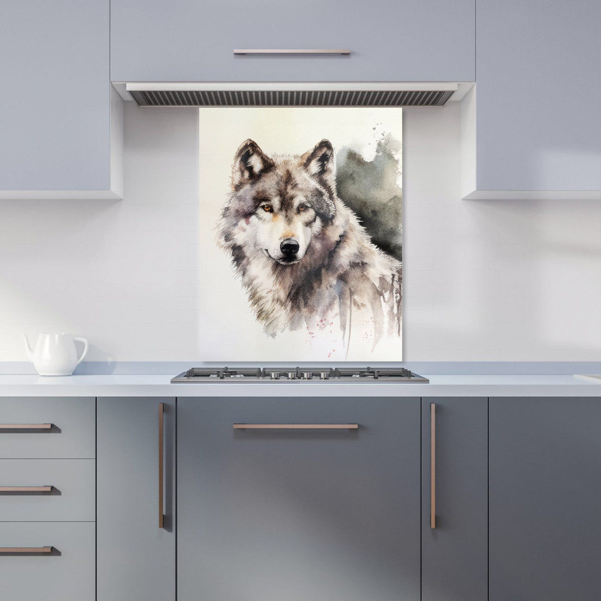 Loyal Wolf Watercolour Kitchen Splashback