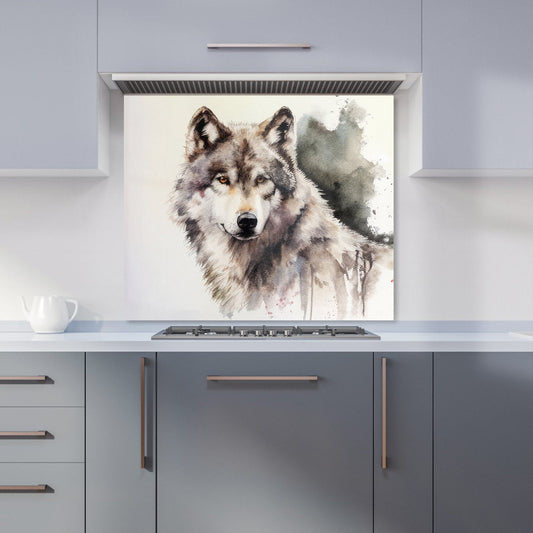 Loyal Wolf Watercolour Kitchen Splashback