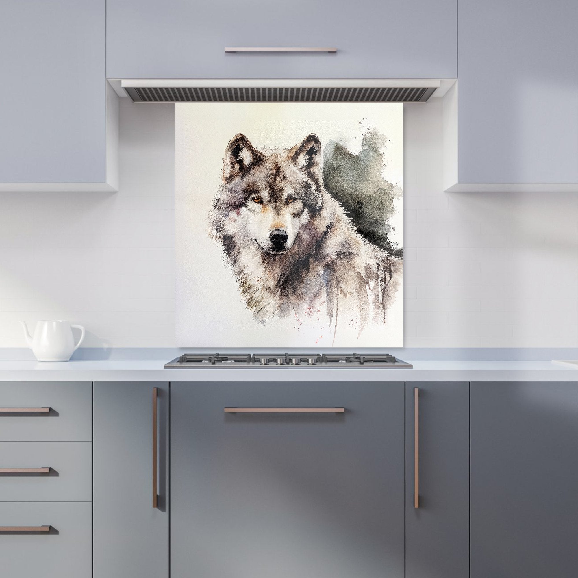 Loyal Wolf Watercolour Kitchen Splashback