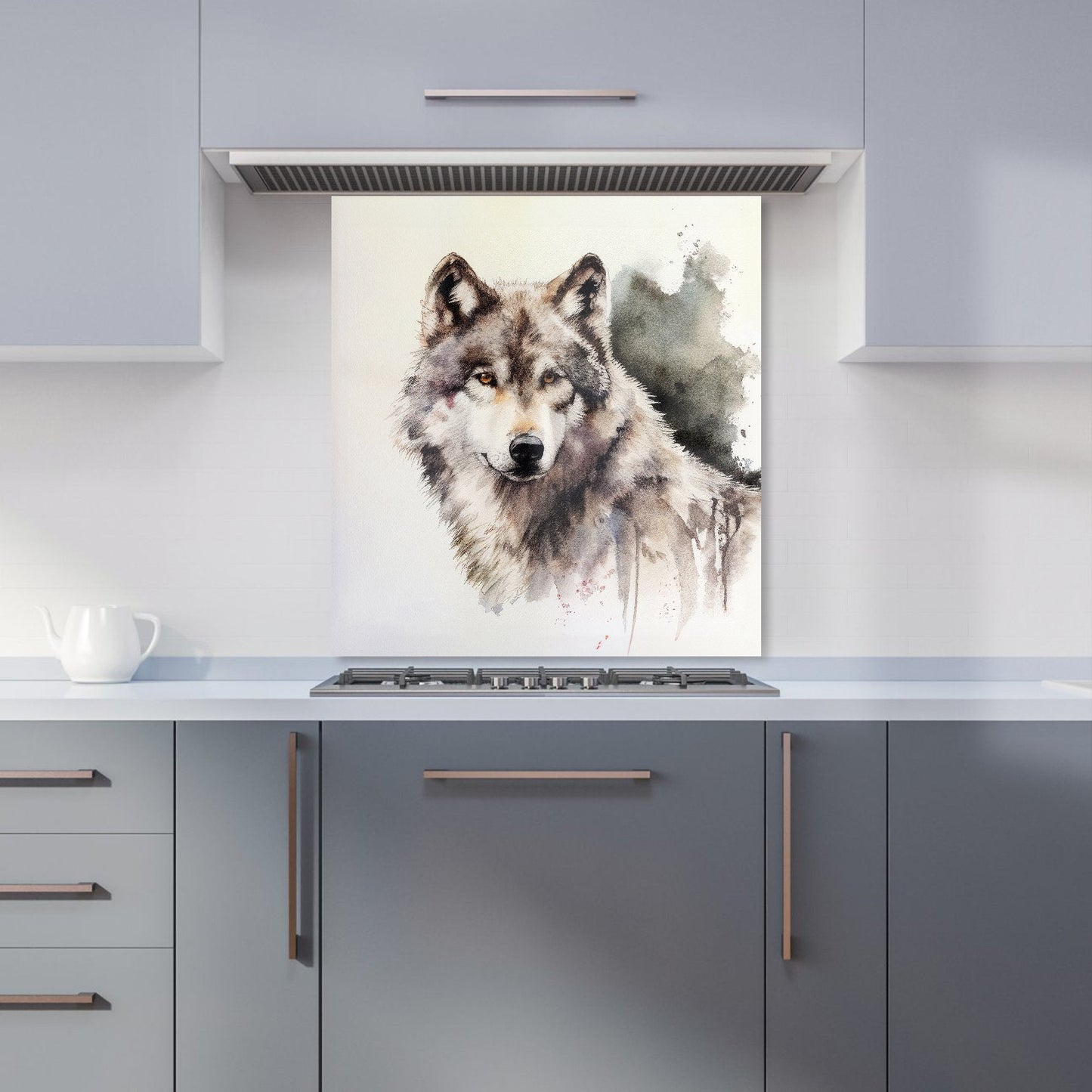 Loyal Wolf Watercolour Kitchen Splashback