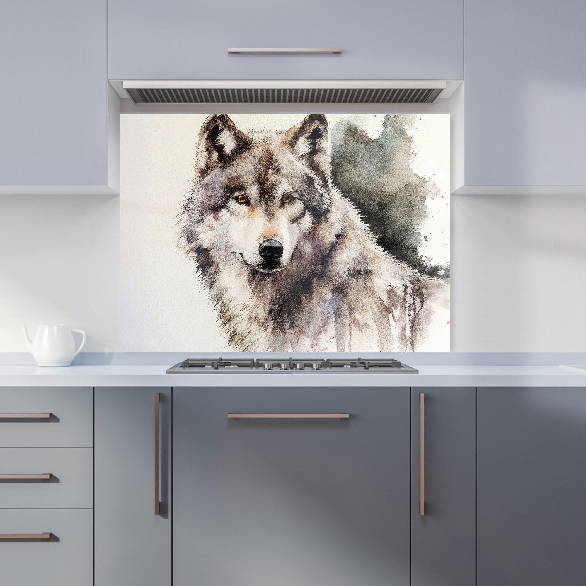 Loyal Wolf Watercolour Kitchen Splashback