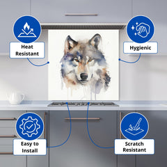 Wolf Watercolour Kitchen Splashback