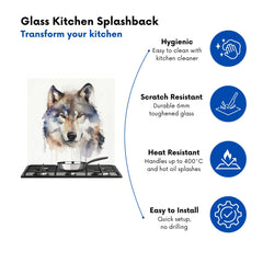 Wolf Watercolour Kitchen Splashback