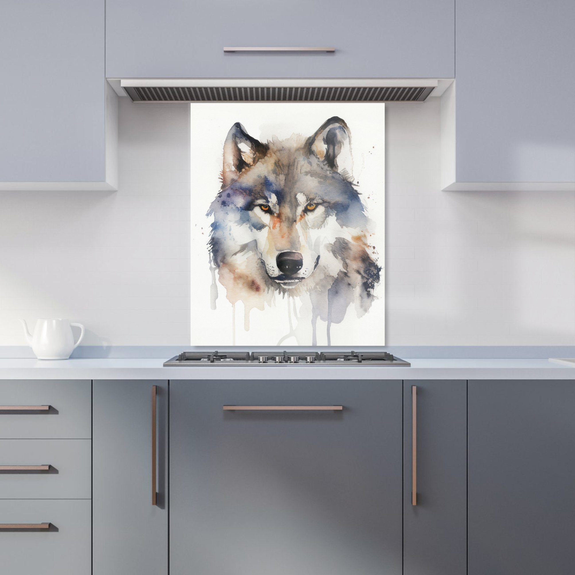 Wolf Watercolour Kitchen Splashback