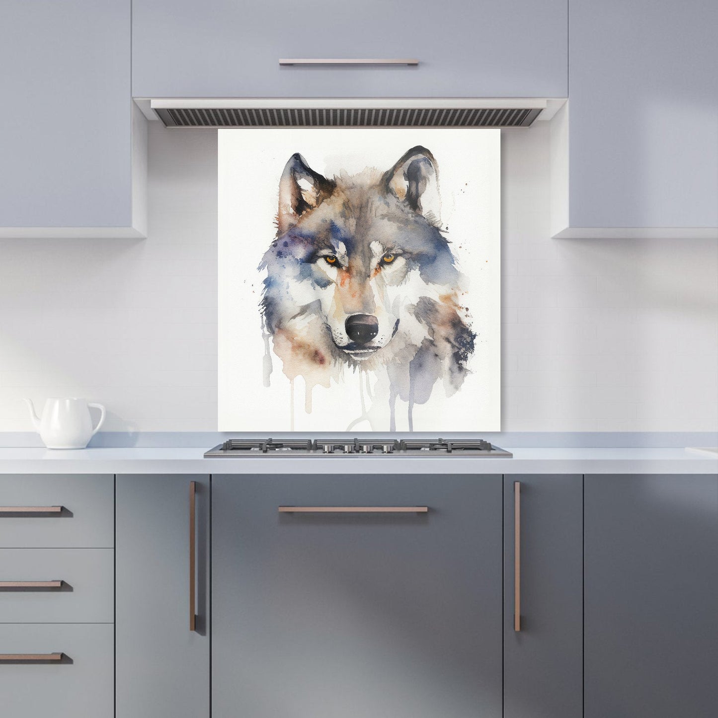 Wolf Watercolour Kitchen Splashback