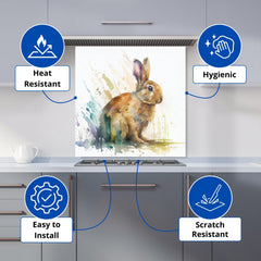 Rabbit Splash Watercolour Kitchen Splashback