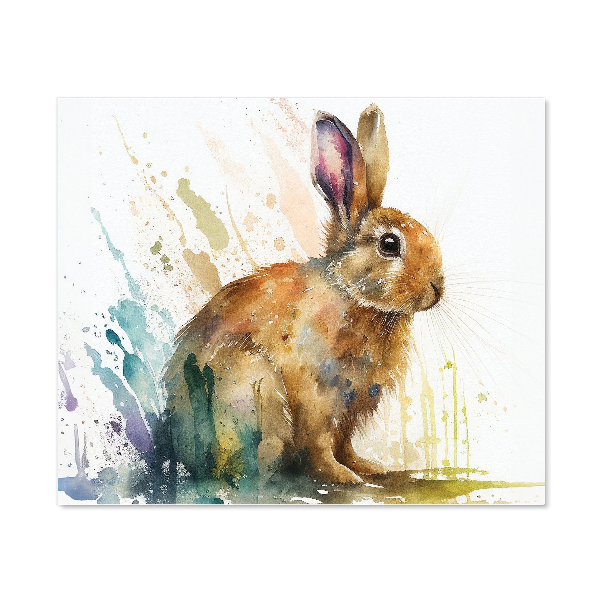 Rabbit Splash Watercolour Kitchen Splashback