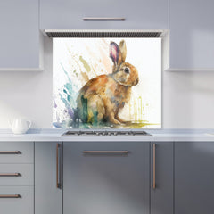 Rabbit Splash Watercolour Kitchen Splashback