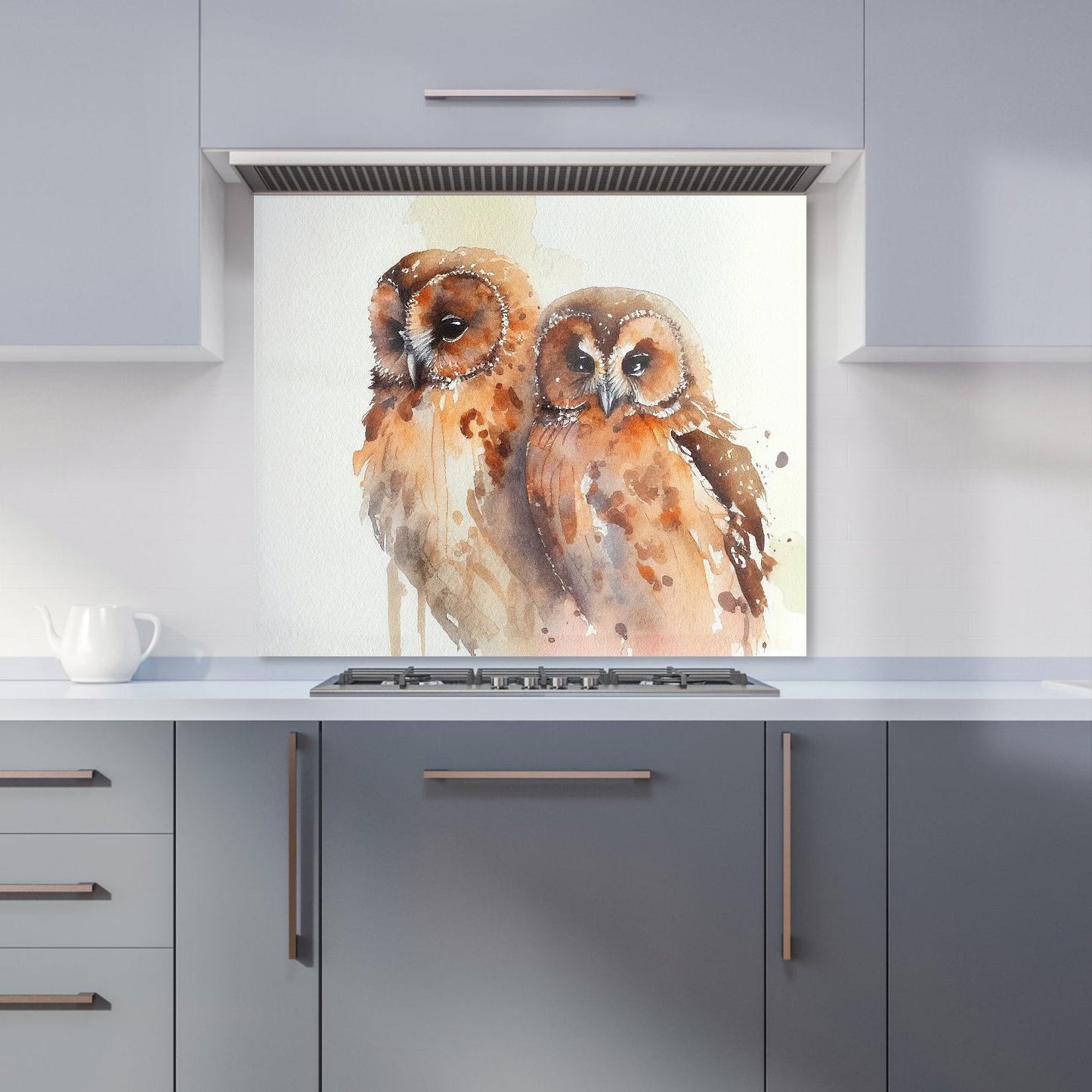 Loving Tawny Owls Watercolour Kitchen Splashback