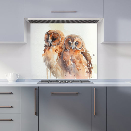 Loving Tawny Owls Watercolour Kitchen Splashback