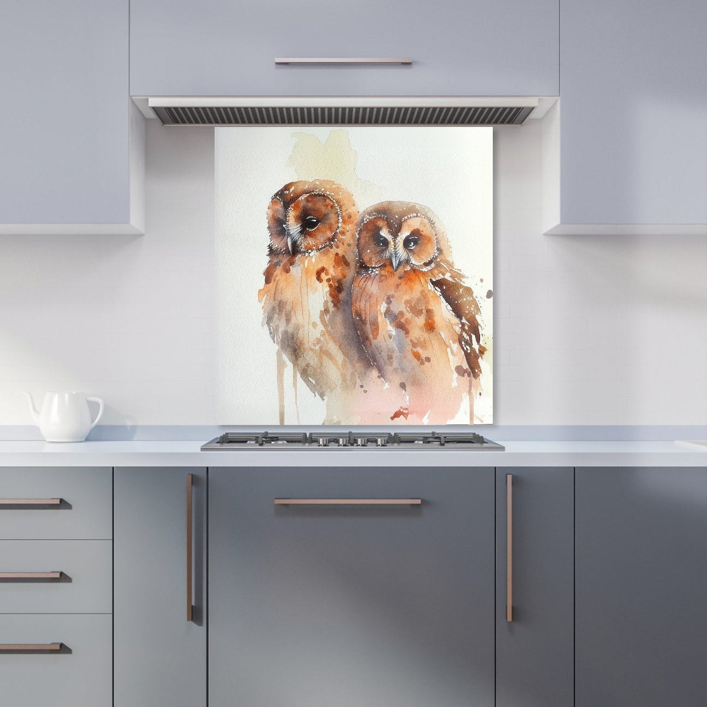 Loving Tawny Owls Watercolour Kitchen Splashback