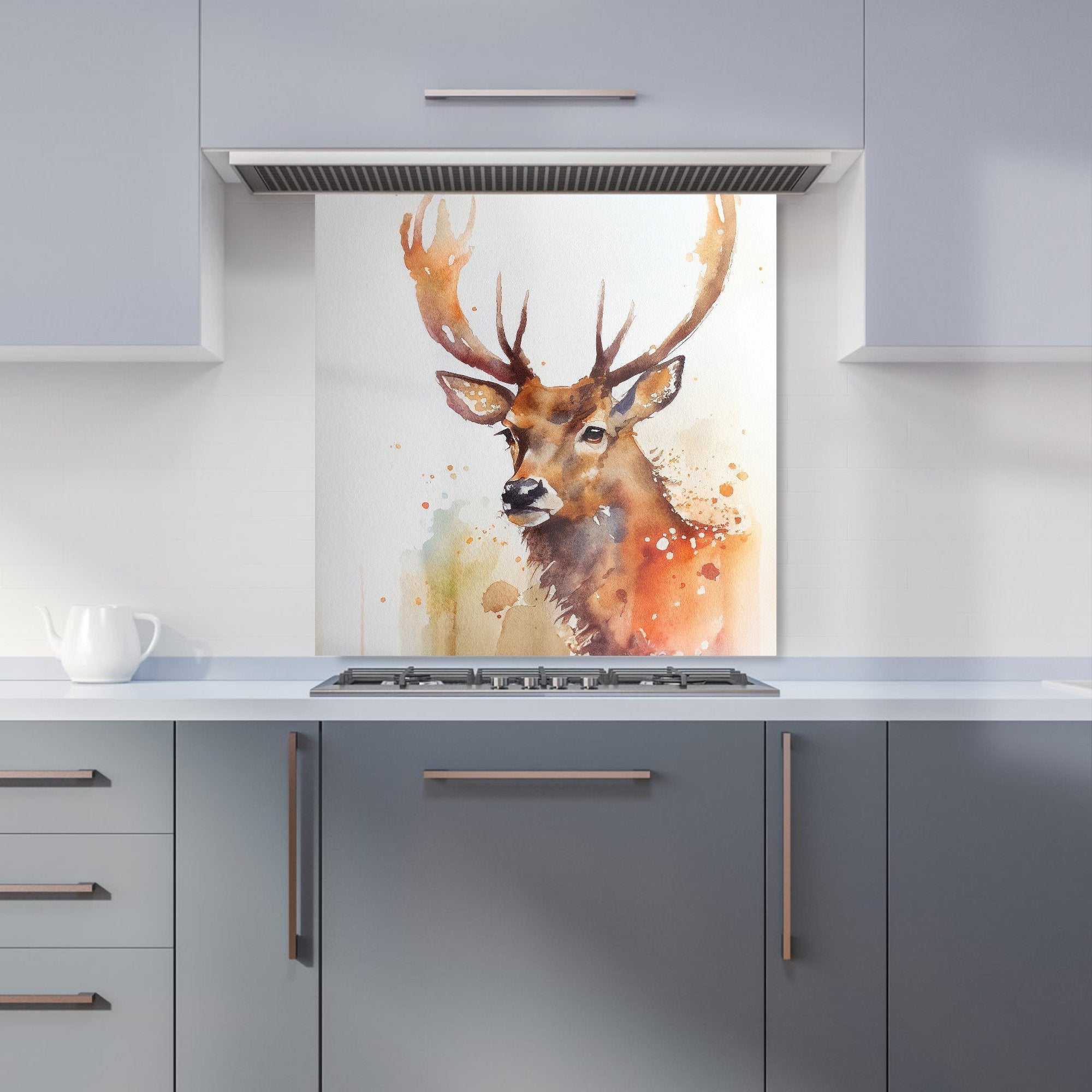 Majestic Stag Watercolour Kitchen Splashback