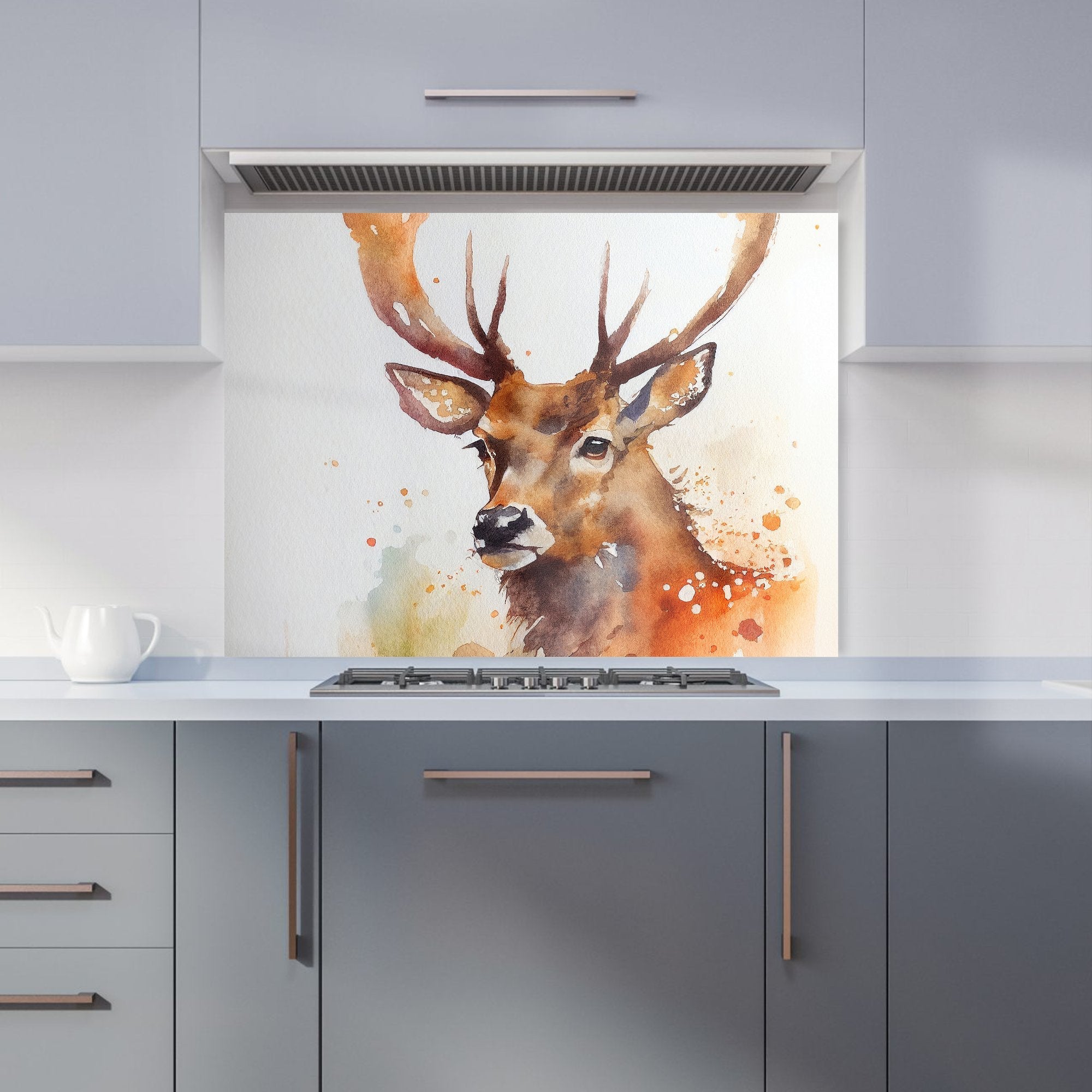 Majestic Stag Watercolour Kitchen Splashback